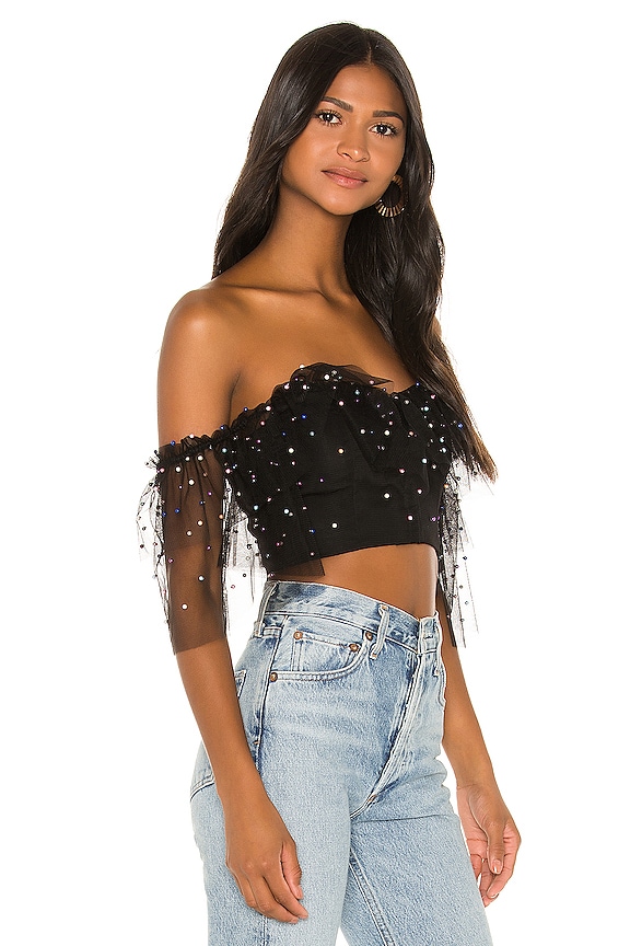 view 2 of 5 SUZA 크롭 탑 in Black Multi Dot