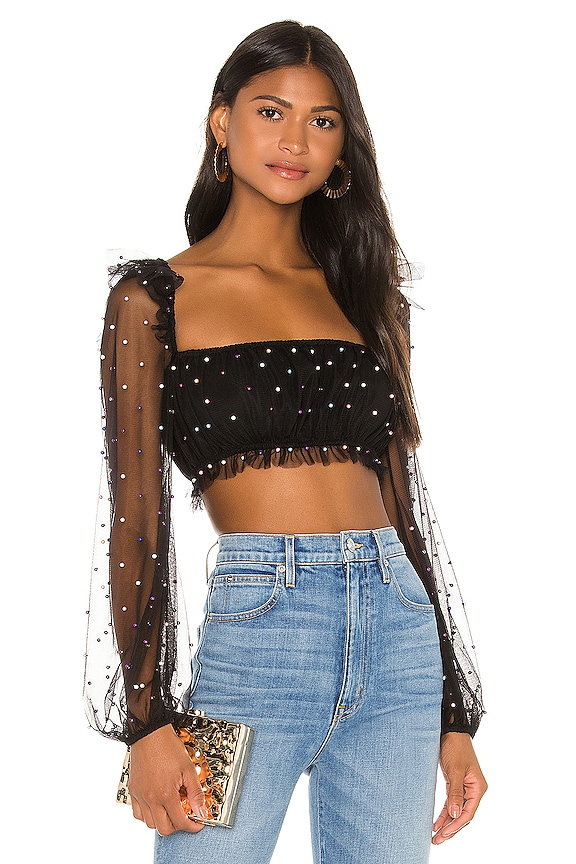 view 2 of 6 Avelina Crop Top in Black Multi Dot