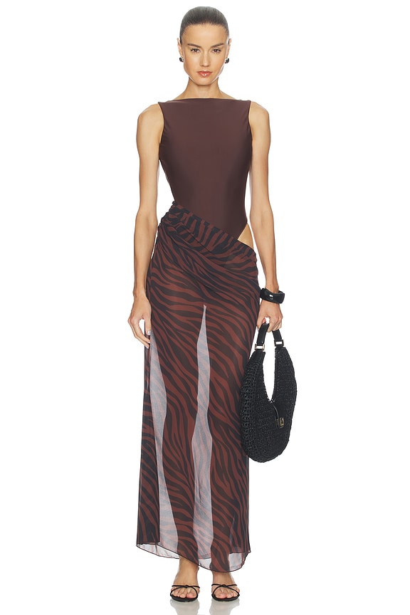 view 1 of 5 ENSEMBLE DE BAIN LIRIA in Brown Multi Zebra