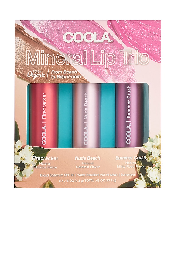 view 2 of 3 Mineral Liplux Lip Balm SPF30 Trio in Nude Beach, Summer Crush, & Firecracker