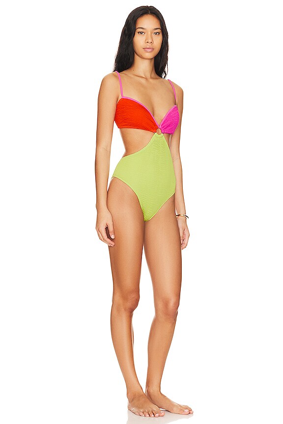 view 2 of 3 Lorne Maillot in Tangerine, Barbie, Chartreuse