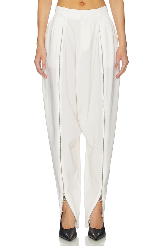 view 1 of 7 Double Zipped Sarouel Pant in White