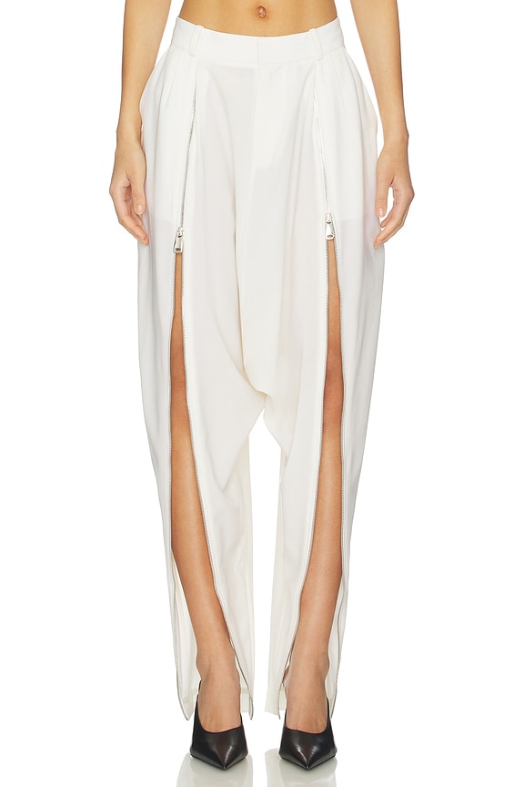 view 2 of 7 Double Zipped Sarouel Pant in White