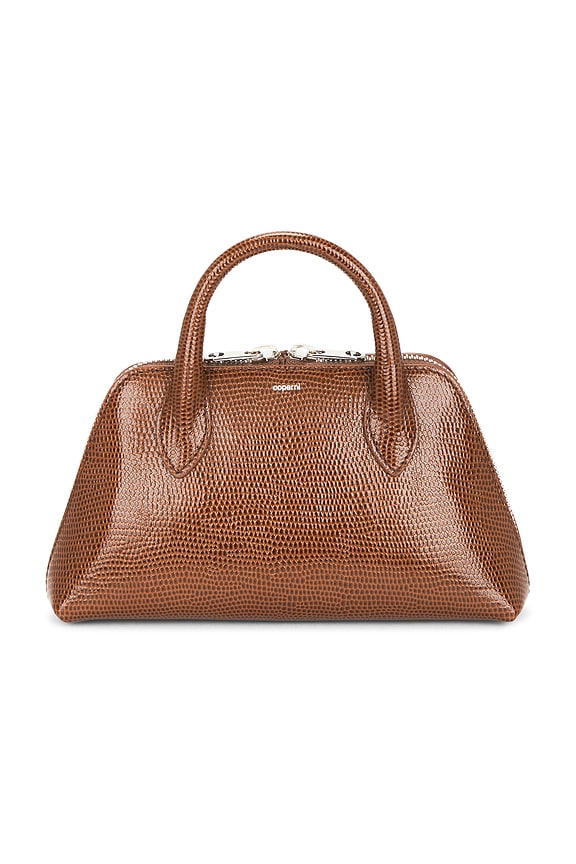 view 2 of 7 Lizard Print Duffle Belt Bag in Brown Camel