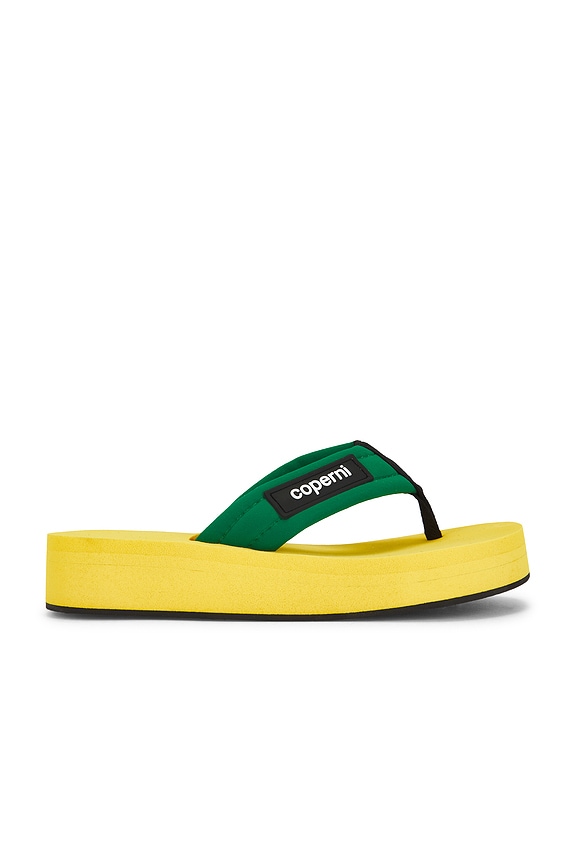 view 1 of 5 Foam Flip Flop Sandal in Green & Yellow