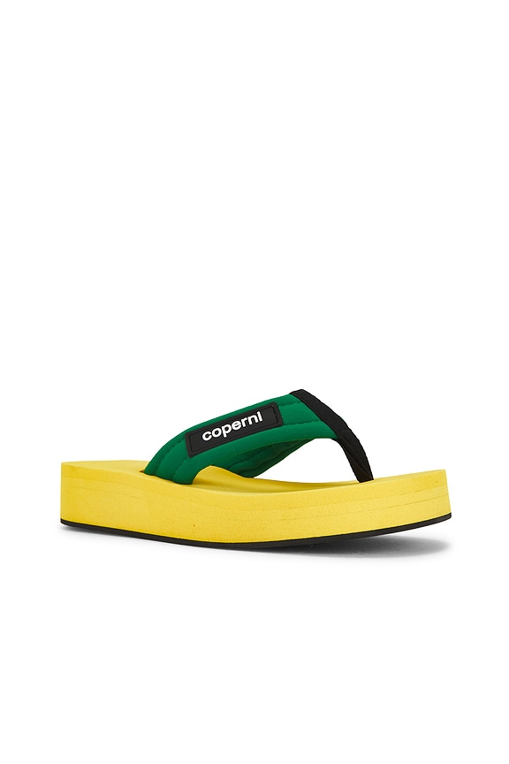 view 2 of 5 Foam Flip Flop Sandal in Green & Yellow