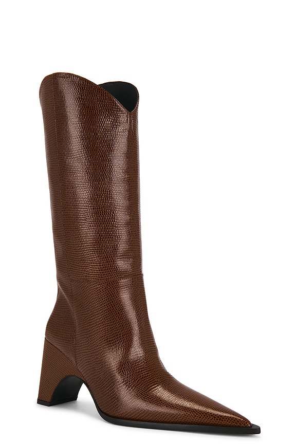 view 2 of 5 Lizard Print Cowboy Bridge Boot in Brown Camel