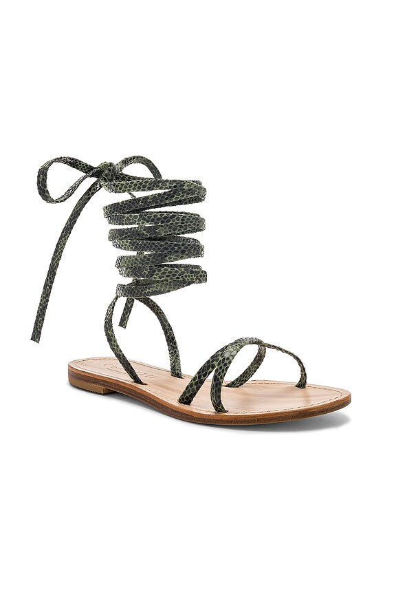 view 2 of 5 Vulcano Sandal in Green Python Embossed Calfskin
