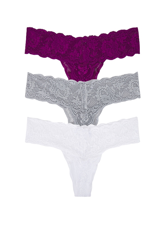 view 2 of 2 Never Say Never Thong 3 Pack in Carnevale, White, & Dove Gray