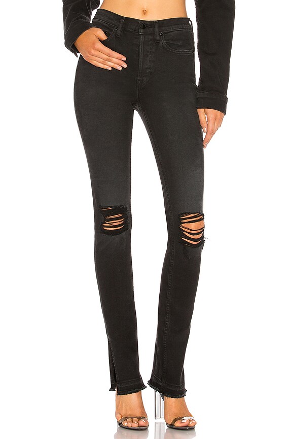 view 2 of 4 High Split Jean in Washed Black