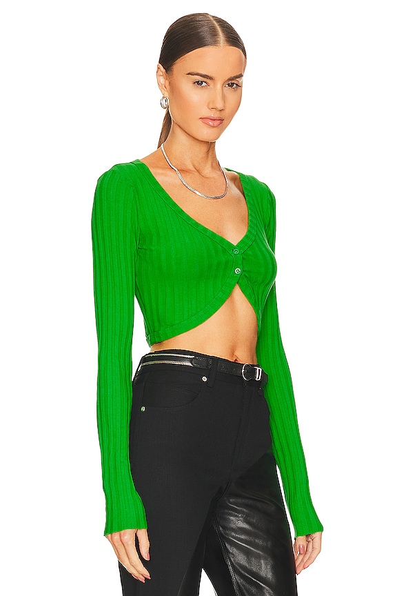 view 2 of 4 The Capri Crop Cardigan in Lime