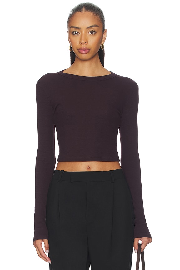 view 1 of 4 Verona Crop Shirt in Eggplant