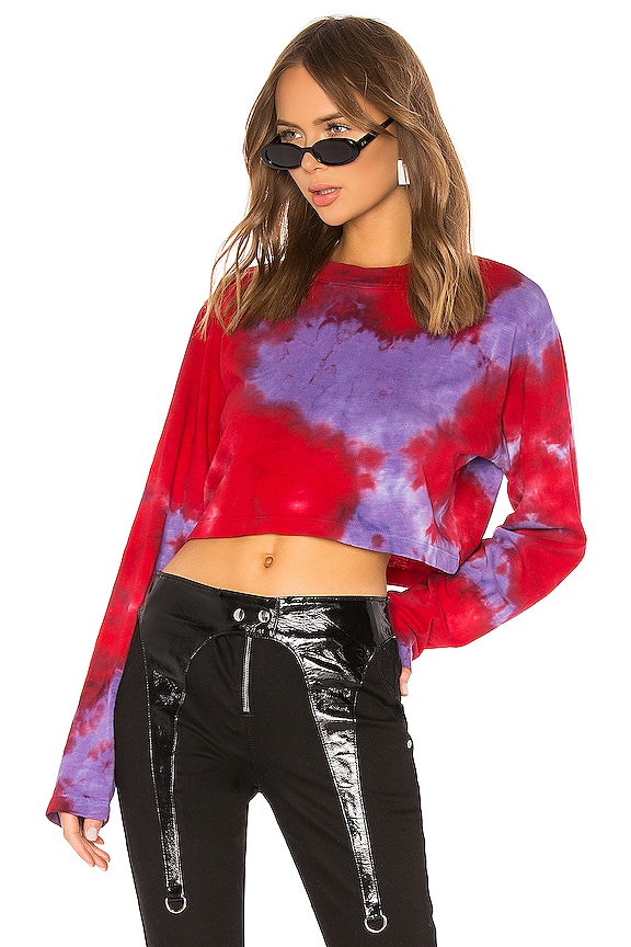 view 1 of 4 Tokyo Crop Shirt in Cherry & Lavender Tie Dye