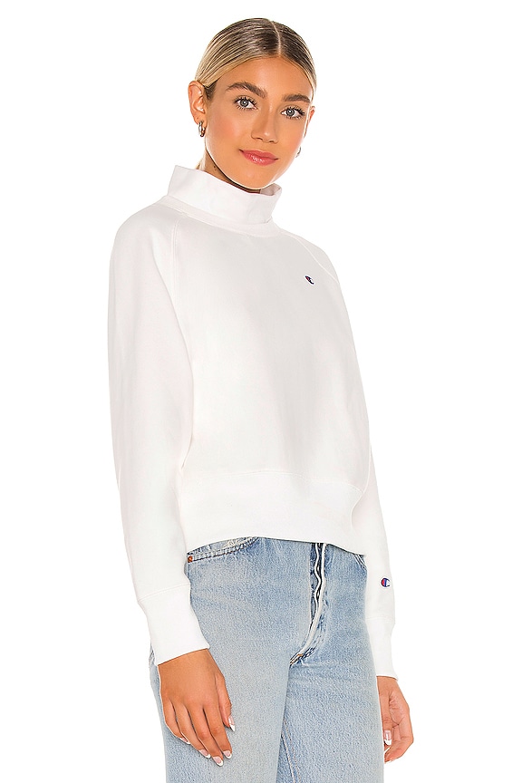 view 2 of 4 Cropped Mock Neck Sweatshirt in White
