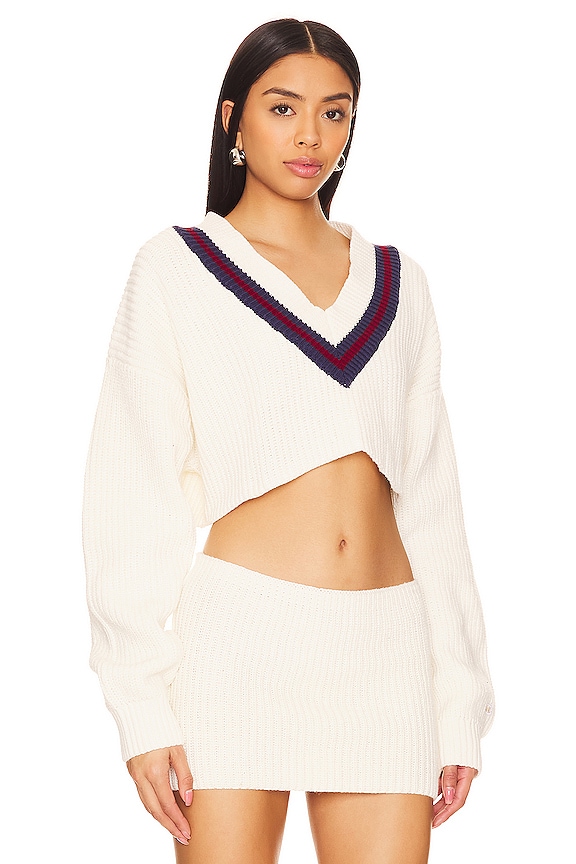 view 2 of 4 X DANIELLE GUIZIO Crop Rib Knit Pullover Sweater in Chalk White