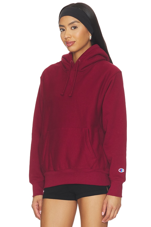 view 2 of 5 Reverse Weave Pullover Hoodie in Pomegranate