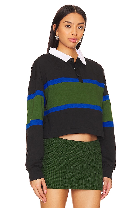 view 2 of 4 X DANIELLE GUIZIO Crop Rugby Top in Black & Regeneration