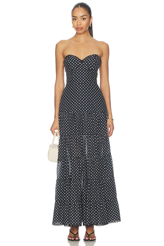 view 1 of 4 VESTIDO LARGO JIMENA in Black Dots