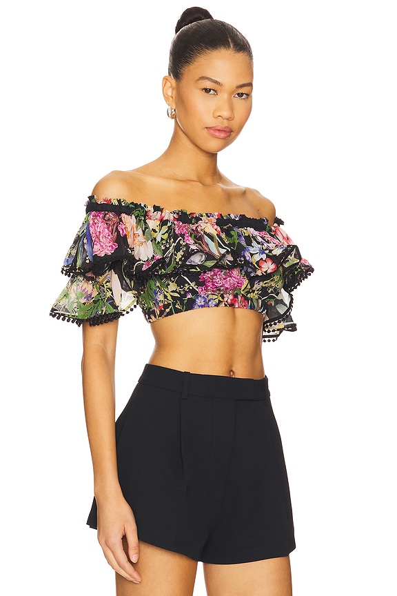 view 2 of 4 TOP À MANCHES COURTES TULIP in Black Botanic