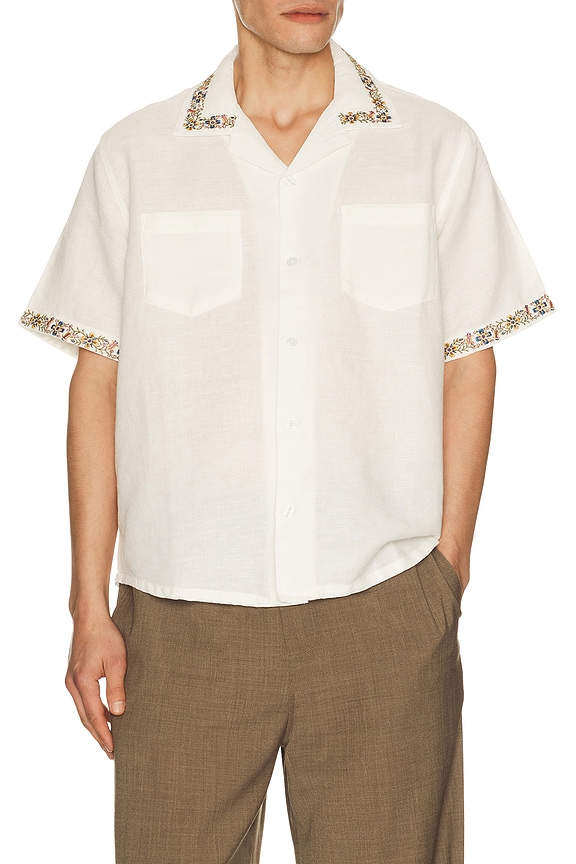 view 1 of 5 Harmony Embroidered Short Sleeve Shirt in White