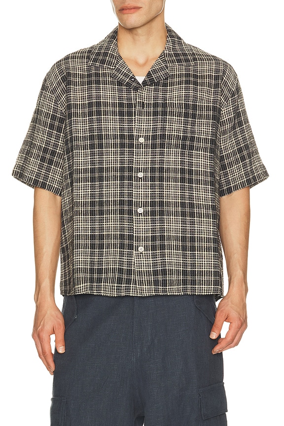 view 1 of 5 Plaid Seersucker Short Sleeve Shirt in Black