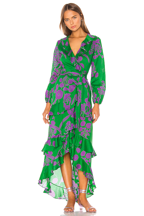 view 1 of 4 Lanai Ruffle Wrap Dress in Green & Purple