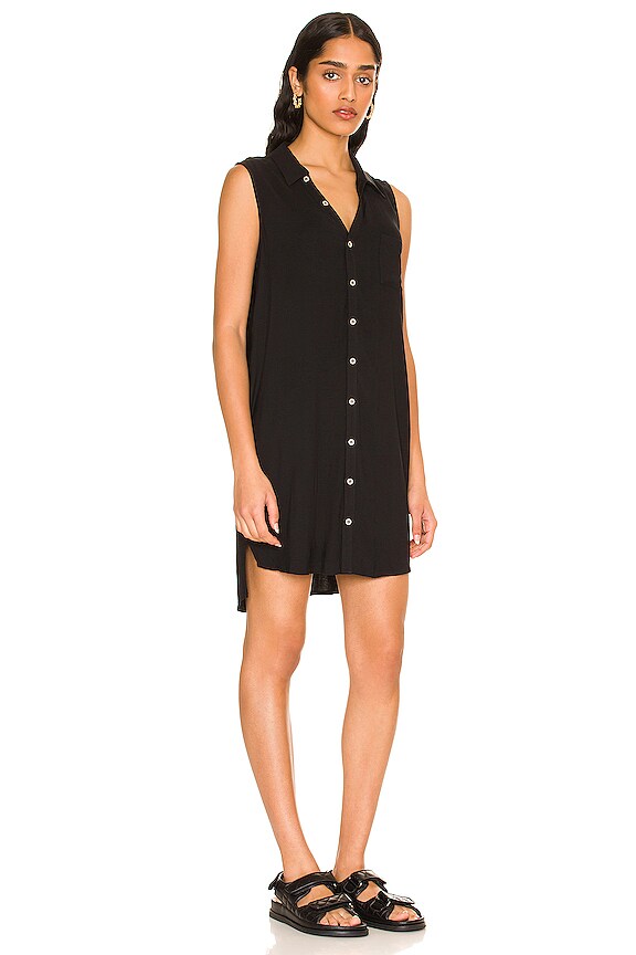 view 2 of 3 Sleeveless Button Down Shirttail Dress in True Black