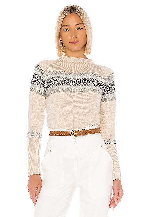 view 1 of 4 Fair Isle Mock Neck Pullover Sweater in Natural
