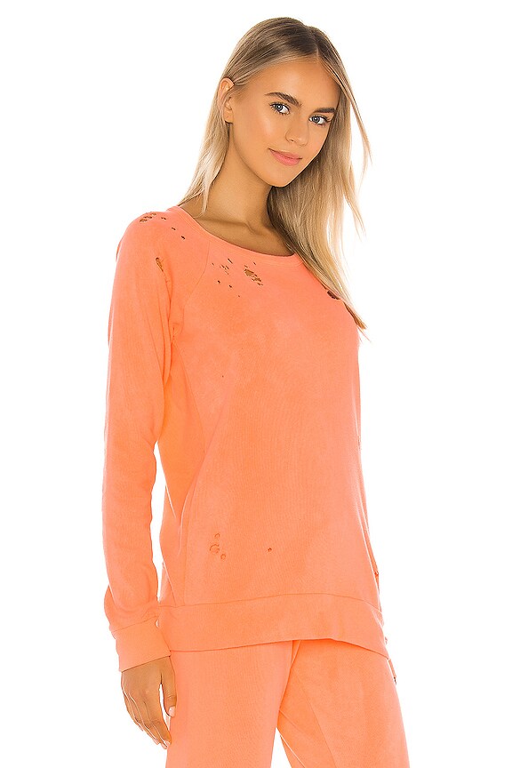 view 2 of 4 Cotton Fleece Long Sleeve Raglan Pullover Sweatshirt in Neon Orange