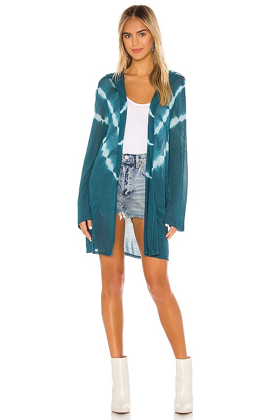 view 1 of 3 Bell Sleeve Hooded Open Tie Cardigan in Tie Dye