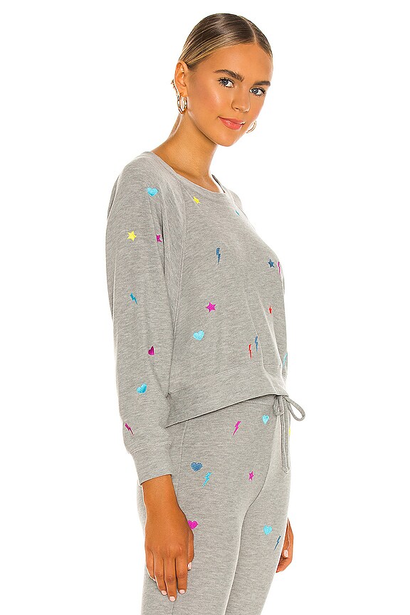 view 2 of 5 Cozy Knit Cropped Long Sleeve Drop Shoulder Batwing Pullover in Heather Grey