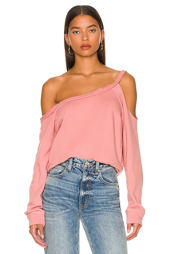 view 1 of 4 Vented Off Shoulder Long Sleeve Raglan Pullover in Shimmer