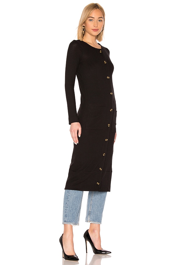 view 2 of 3 Long Sleeve Button Front Duster with Pockets in Black