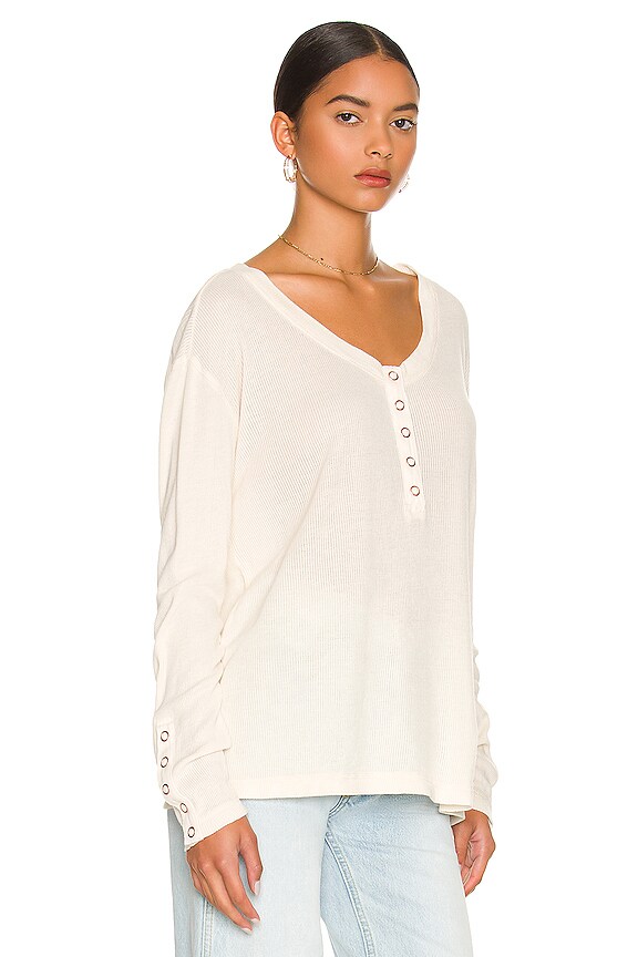 view 2 of 4 Long Sleeve Scoop Neck Henley in Eggnog