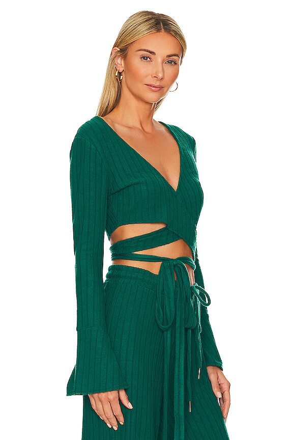 view 2 of 4 Poorboy Rib Jane Wrap Top in Emerald