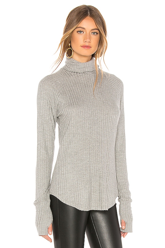 view 2 of 4 Thermal Raglan Turtleneck in Heather Grey