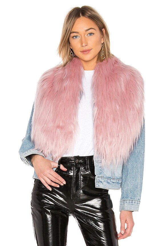 view 1 of 3 Flossy Faux Fur Scarf in Soft Pink