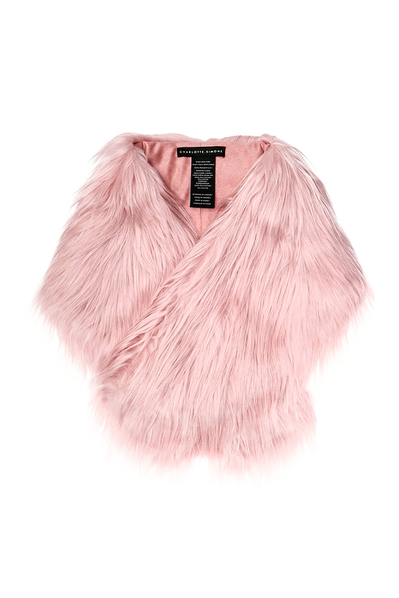 view 2 of 3 Flossy Faux Fur Scarf in Soft Pink