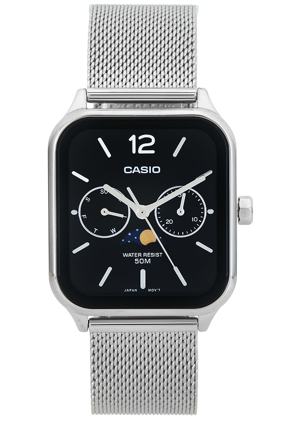 view 1 of 4 Moon Phase Watch in Silver & Black