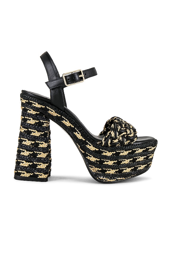 Castaner Anne Platform Sandal in Negro & Oro | REVOLVE