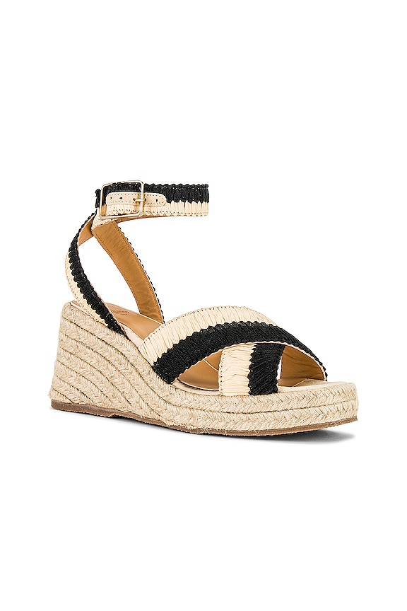 view 2 of 5 Tatiana Wedge in Rafia Natural & Negro