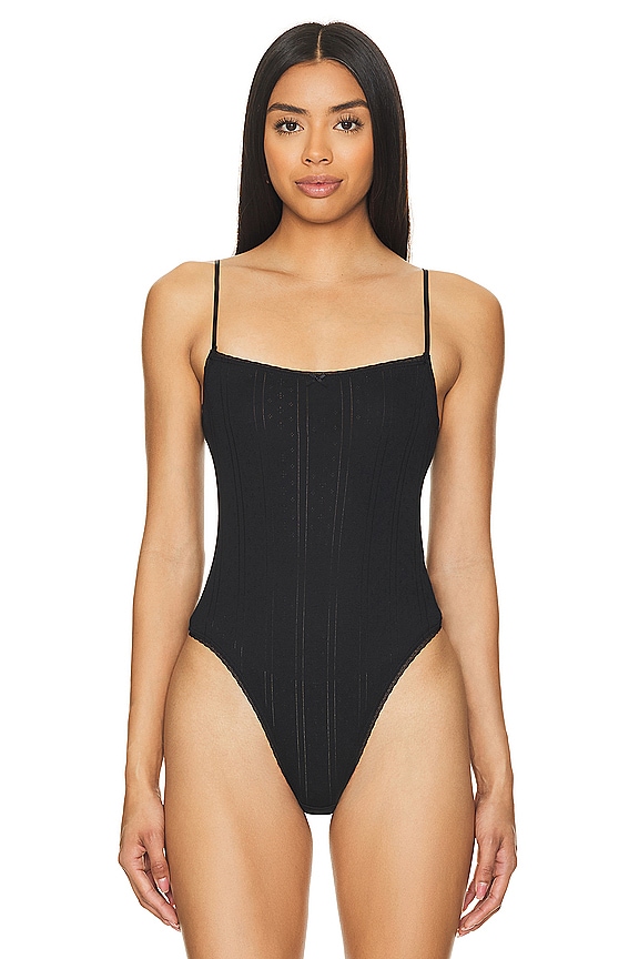 view 2 of 5 The Pointelle Bodysuit in Black