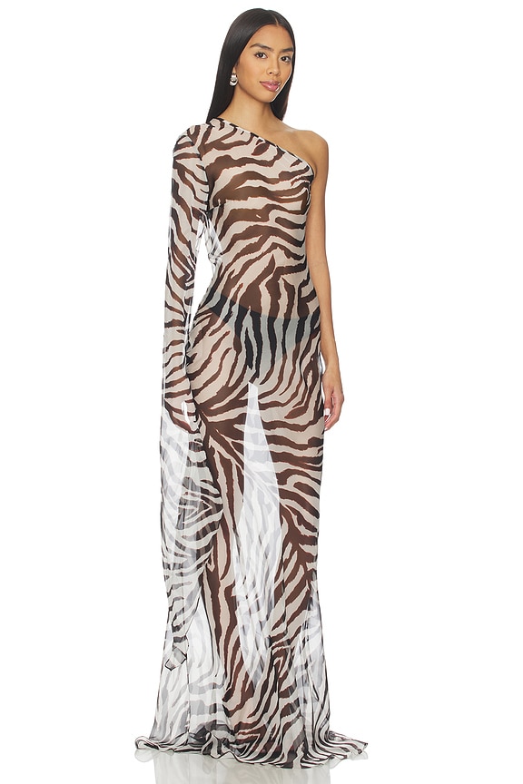 view 2 of 5 ПЛАТЬЕ ZEBRA PRINT MAXI in Black & White
