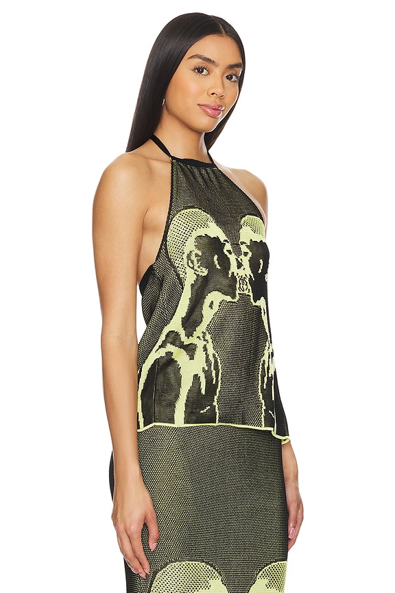 view 2 of 5 Kissing Boystop Tank in Black & Yellow