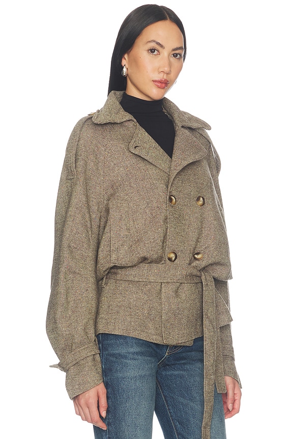 view 2 of 4 Double-breasted Wool Blend Coat in Brown