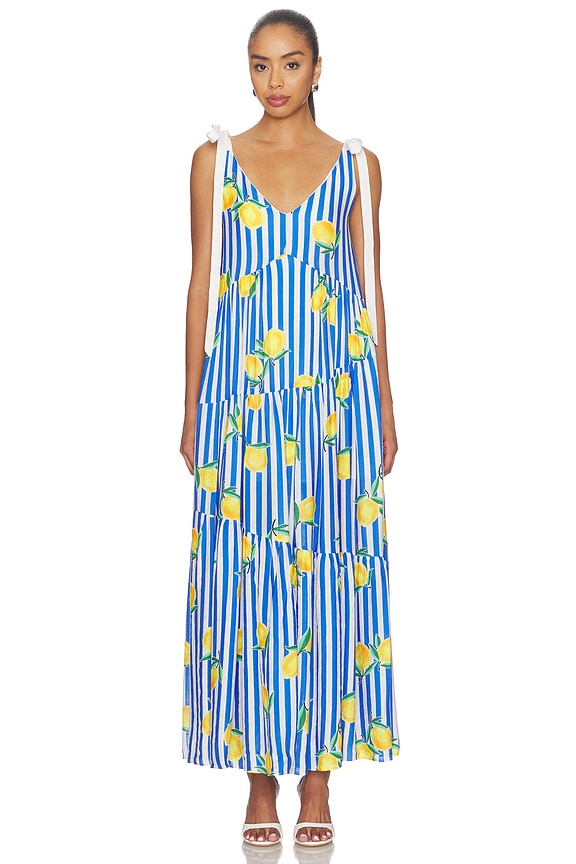 view 1 of 5 ROBE MAXI ELYSE in Blue & White