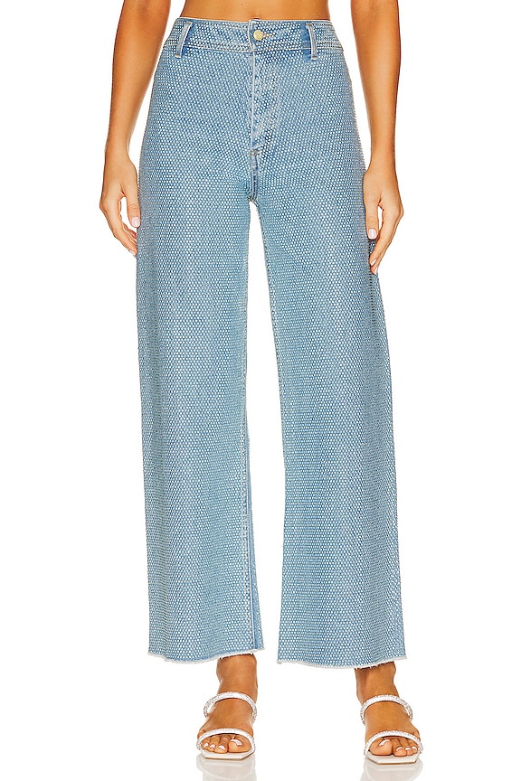 Cult Gaia Zelma Pant in Light Blue Denim & Hotafix | REVOLVE