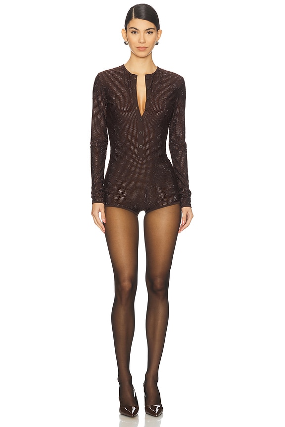 view 2 of 5 Good Girl Romper in Brown