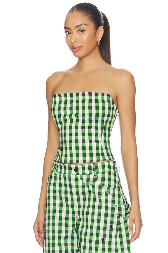 view 2 of 5 Etta Bandeau Top in Gingham Green