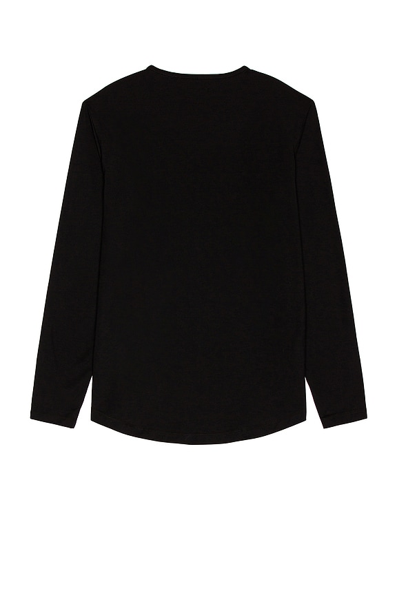 view 2 of 3 Long Sleeve Crew Curve Hem T-Shirt in Black